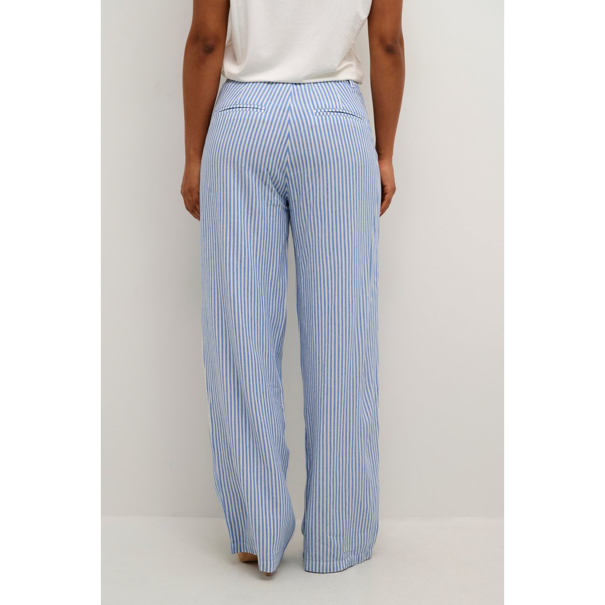 Casual pants bleu blanc rayures blue milkboy, CREAM