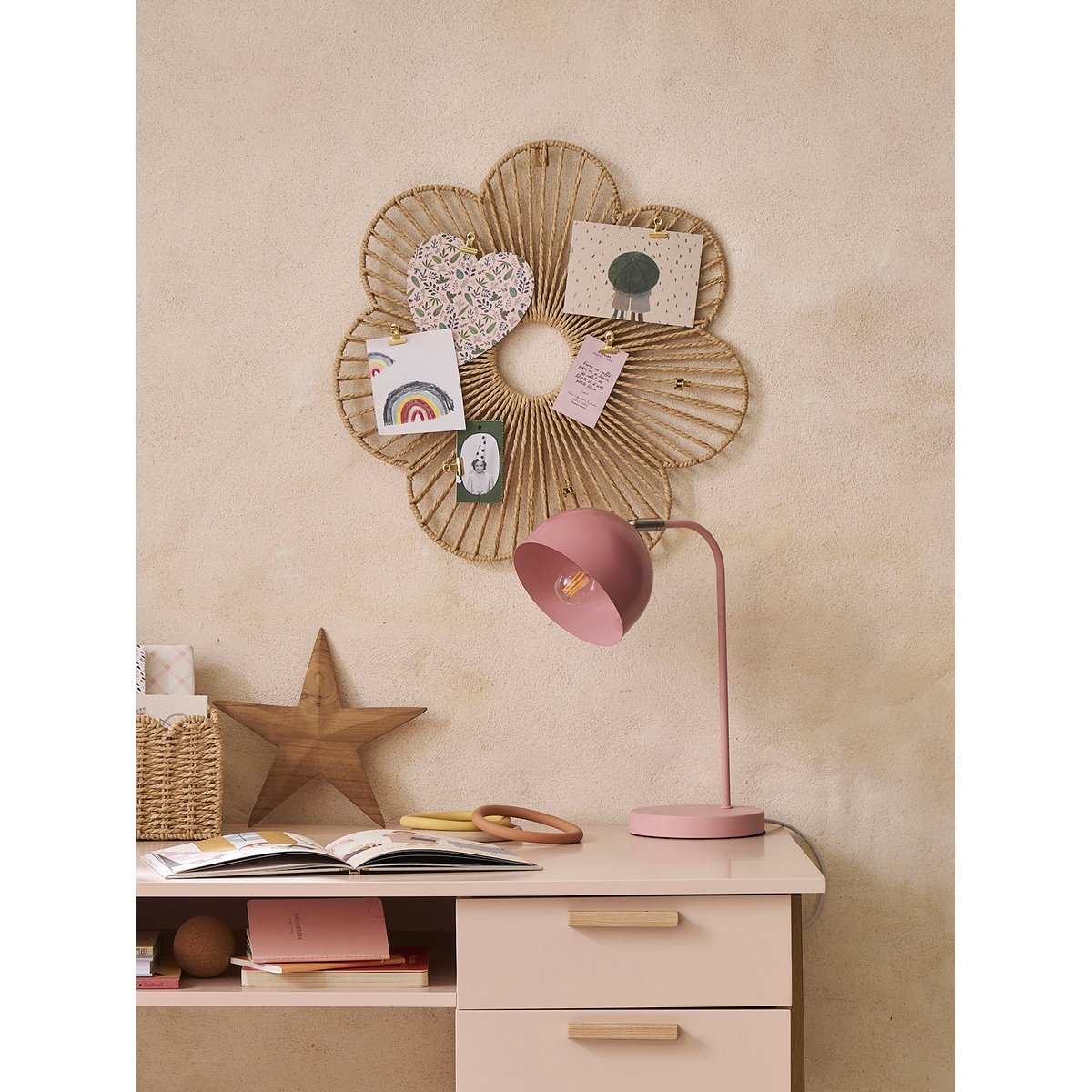 Pêle-mêle fleur en corde de papier beige, VERTBAUDET