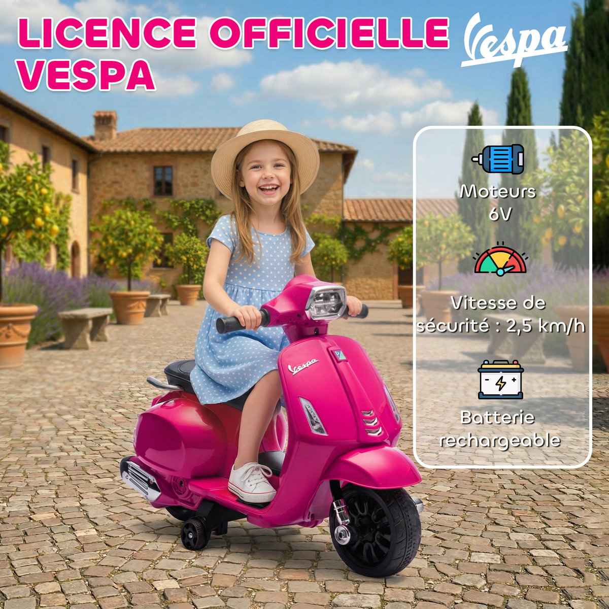 Moto électrique à conducteur assis Plastique rose, AIYAPLAY