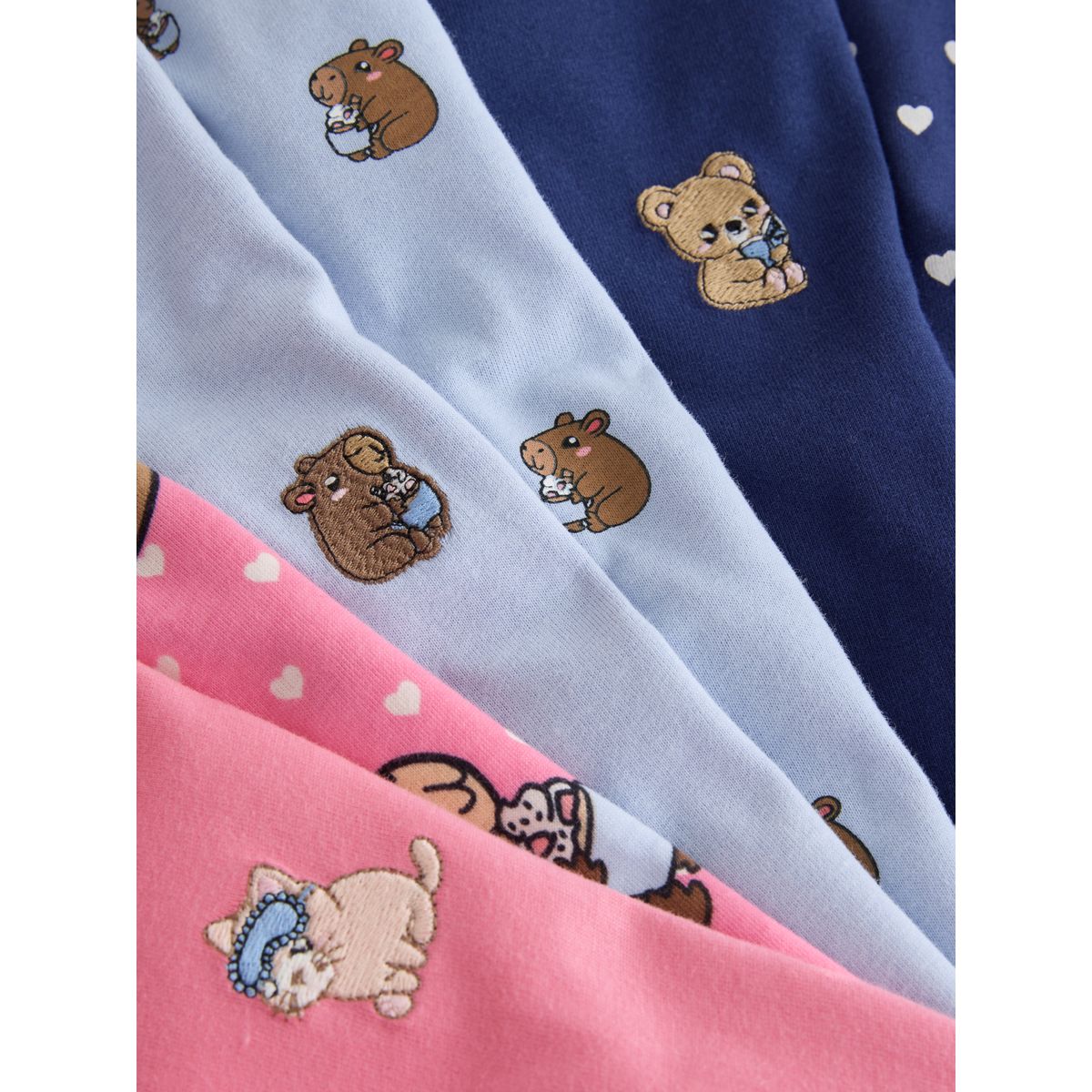 Pyjama long et large, lot de 3 rose/bleu, NEXT