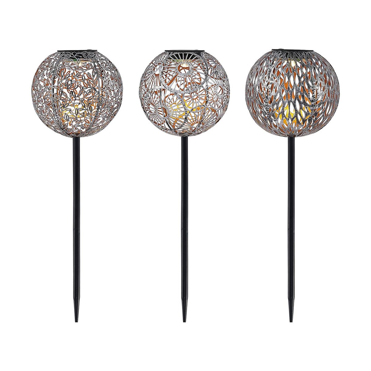 Lampe solaire en métalLED, Vilani argenté, brossé, LINDBY