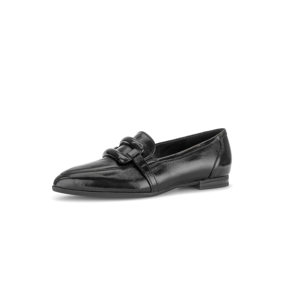 Mocassins en cuir lisse à talon décroché noir, GABOR