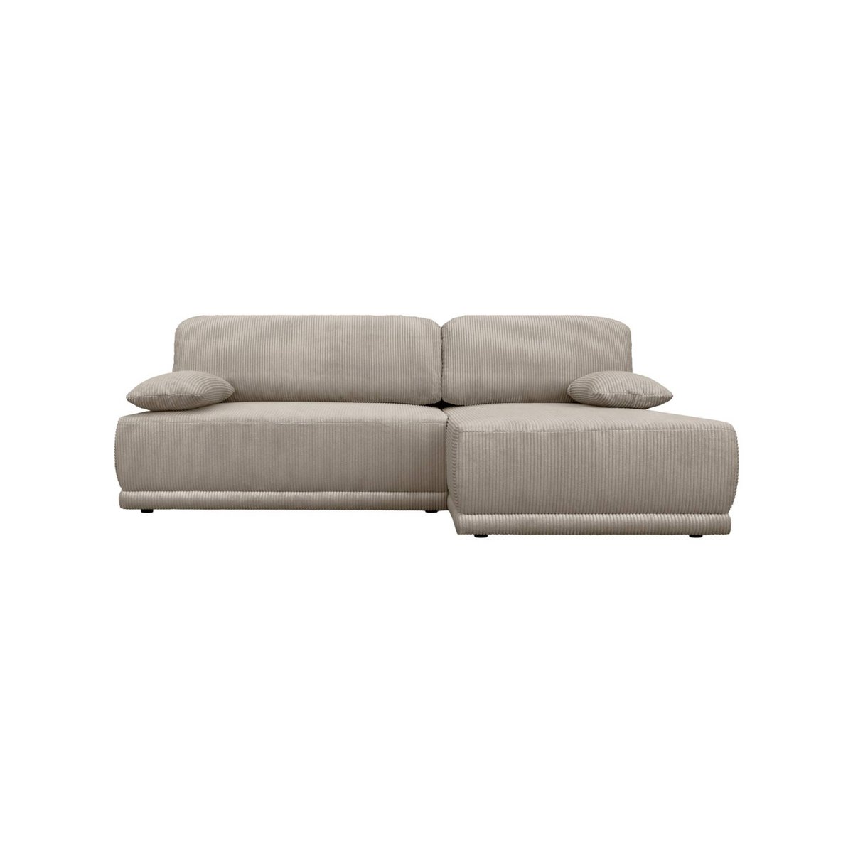 Banquette canapé d'angle droit convertible 3 places velours côtelé avec coffre NELSON taupe, SWEEEK