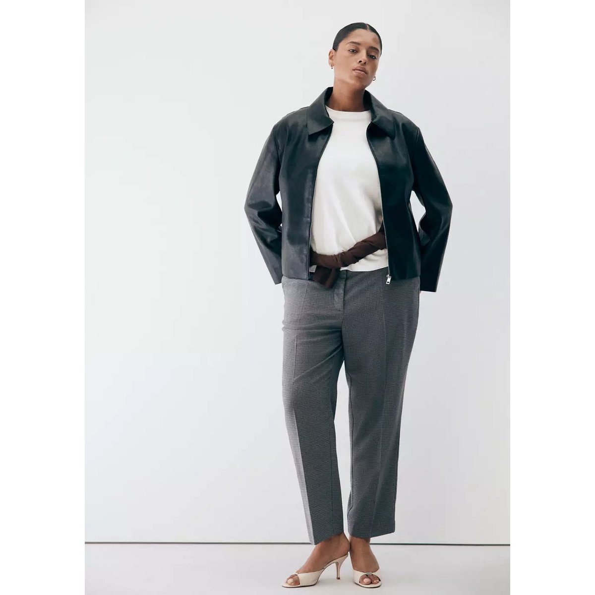 Pantalon droit fines rayures bleu, MANGO