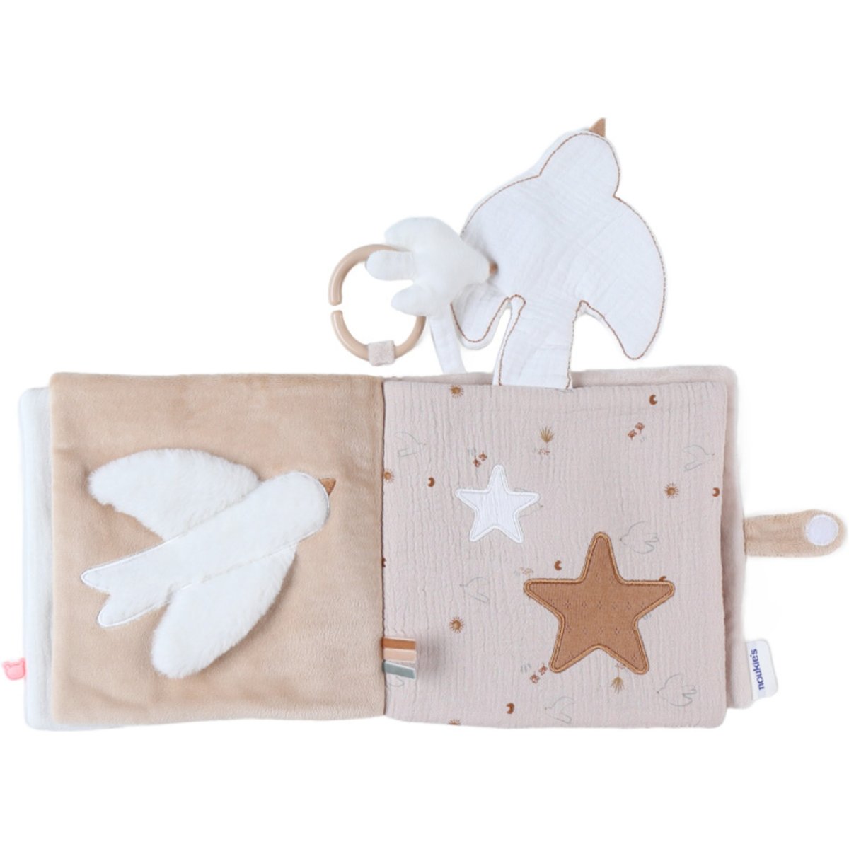 Livre d'éveil ecru, blanc, marron, NOUKIE'S