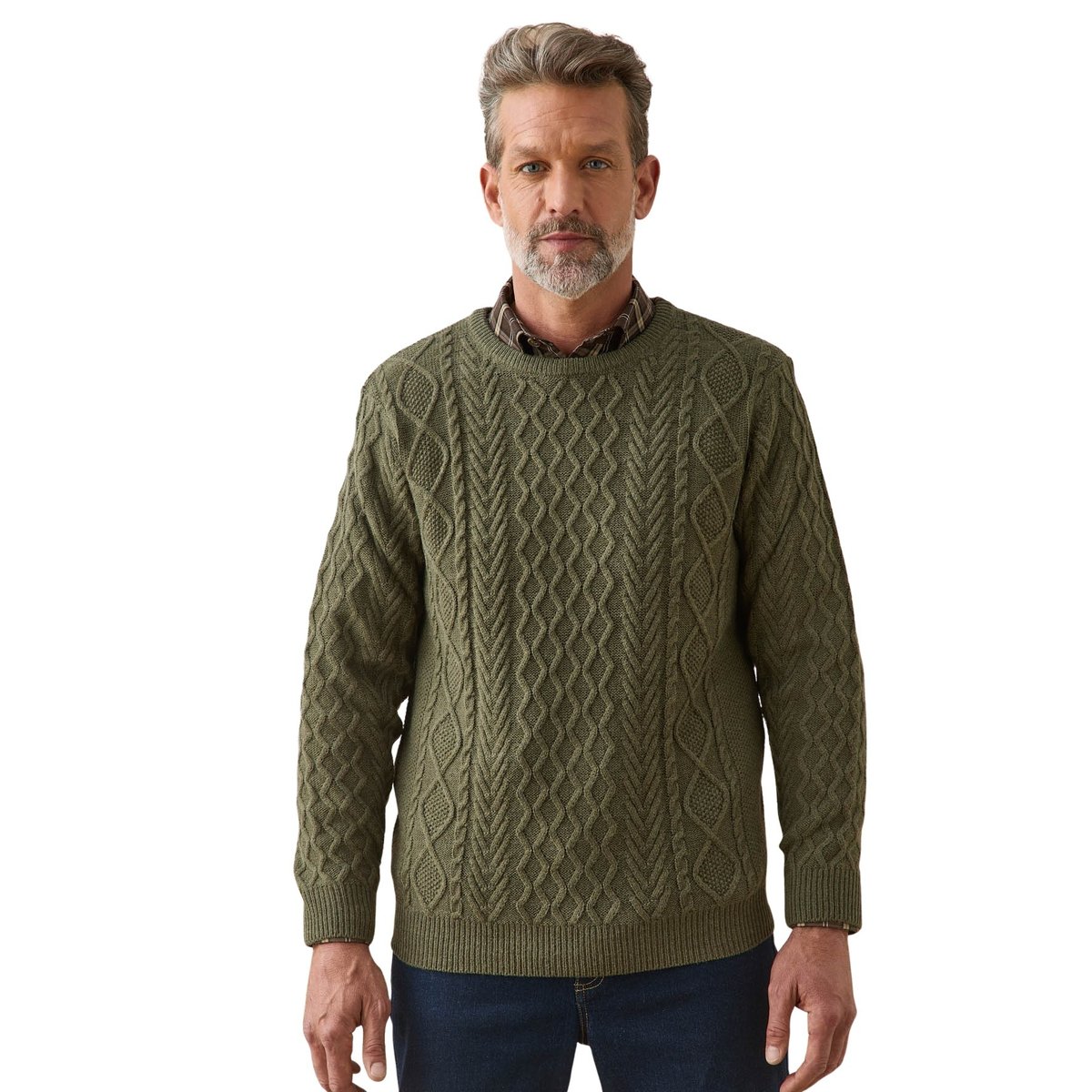 Pull 30% laine col rond kaki, DAXON
