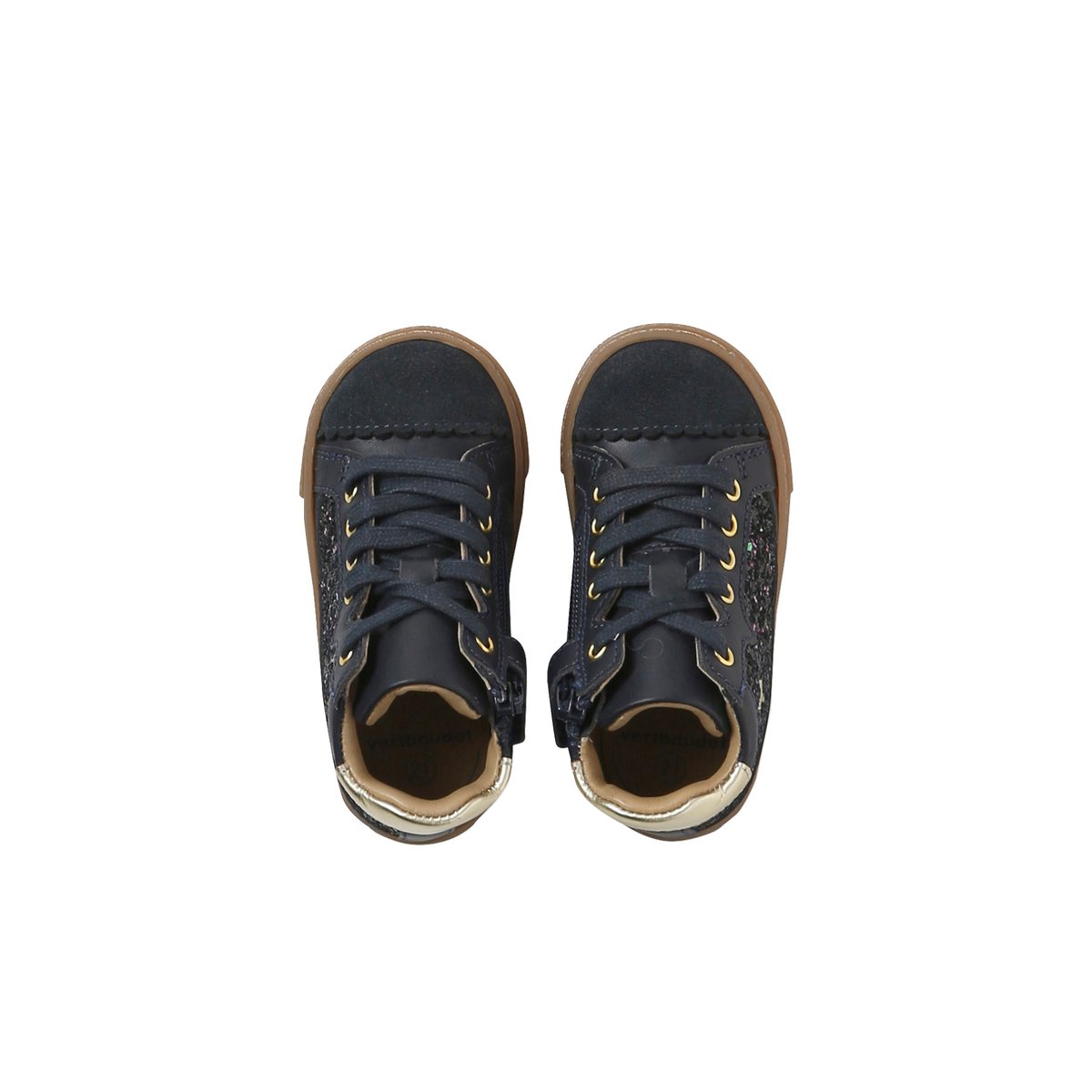 Baskets bébé cuir zippées marine, VERTBAUDET