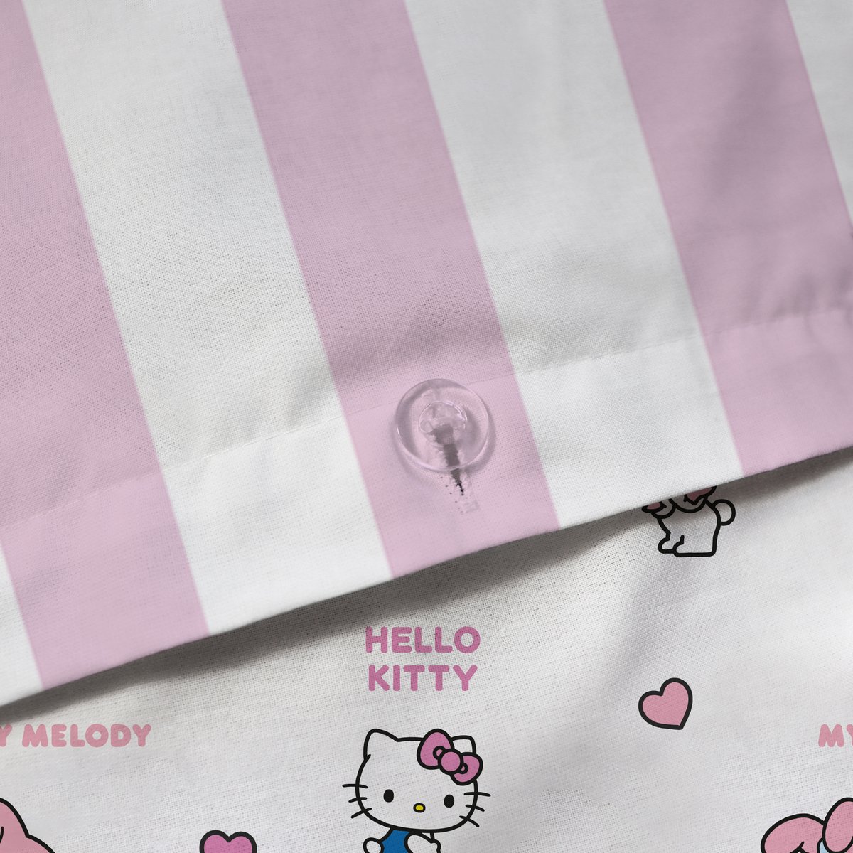Parure de lit imprimée 100% coton, CLASSIC rose, HELLO KITTY