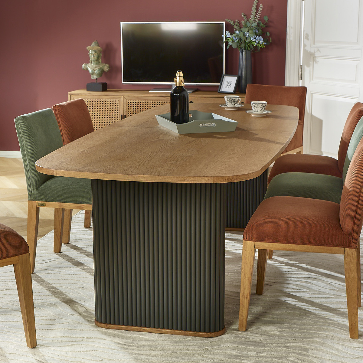 Table rectangulaire en chêne 10 couverts JOEL gris, ROBIN DES BOIS
