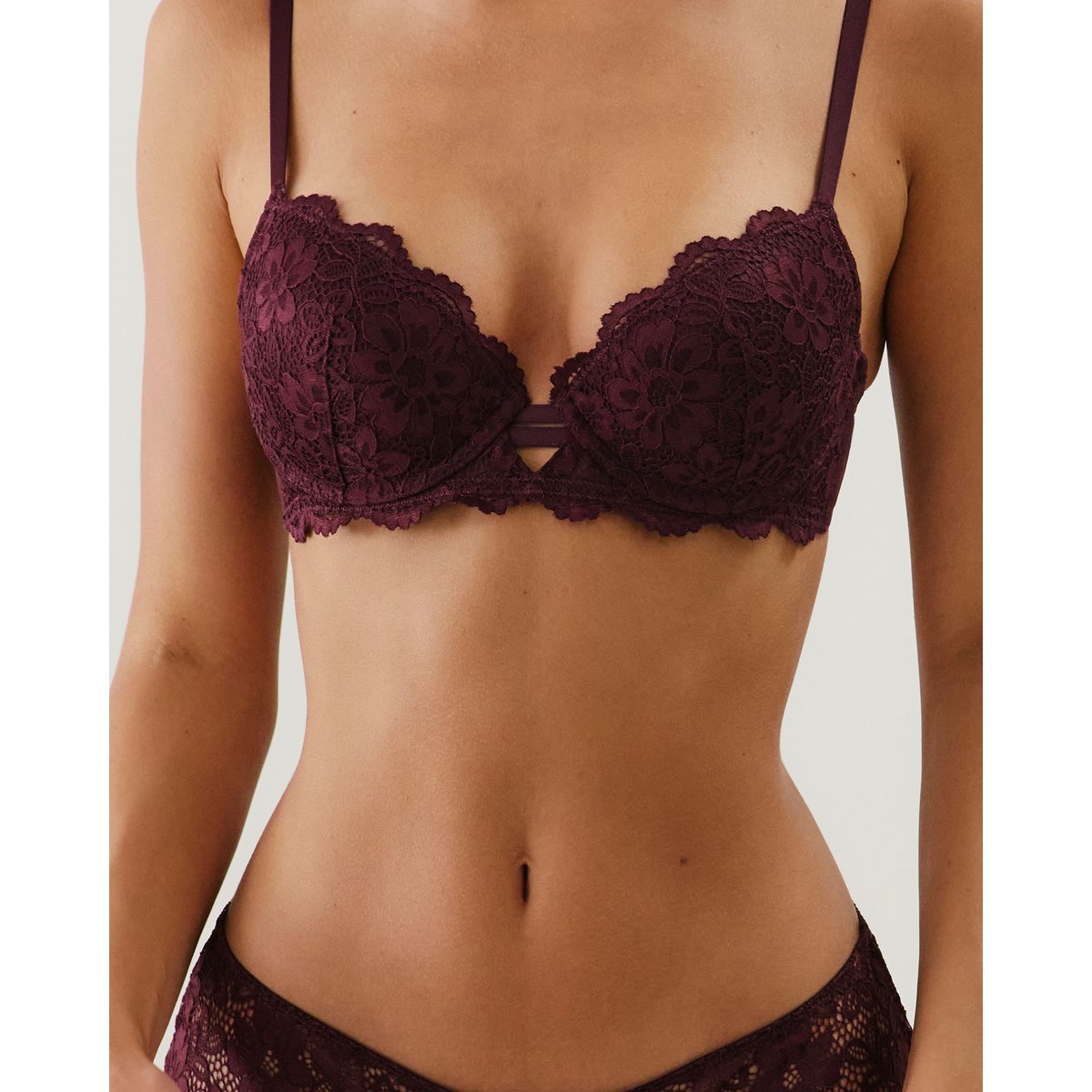 Soutien-gorge push-up en dentelle florale FAVORIZ marron, UNDIZ