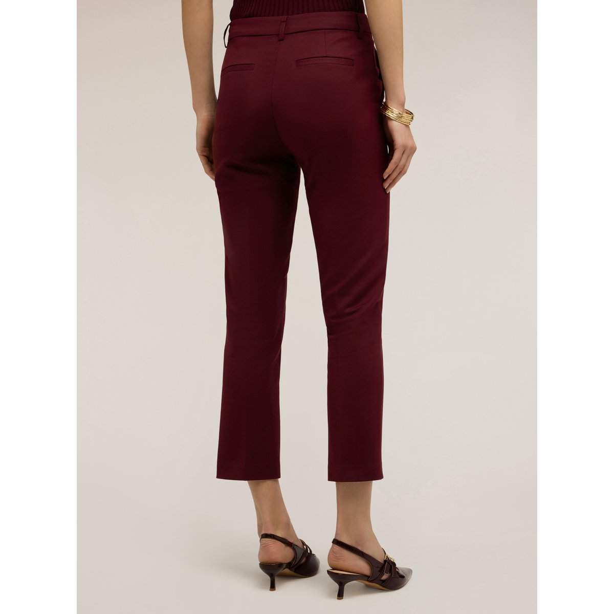 Pantalon regular en mélange coton viscose burgundy, MOTIVI