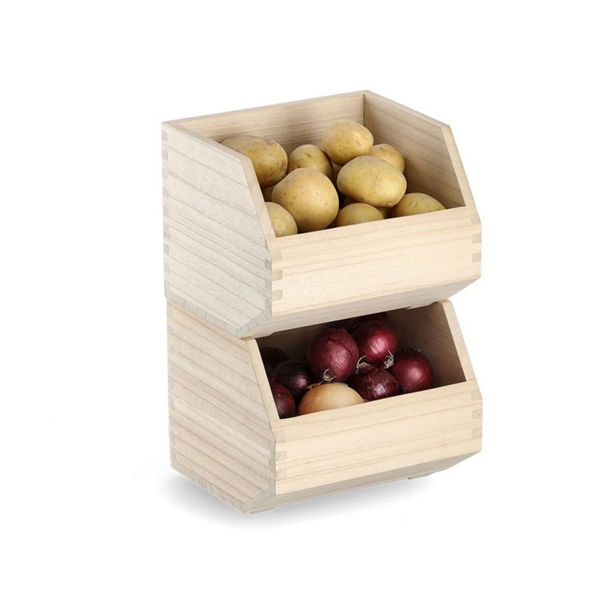Boite de rangement empilable bois bois clair, ZELLER PRESENT