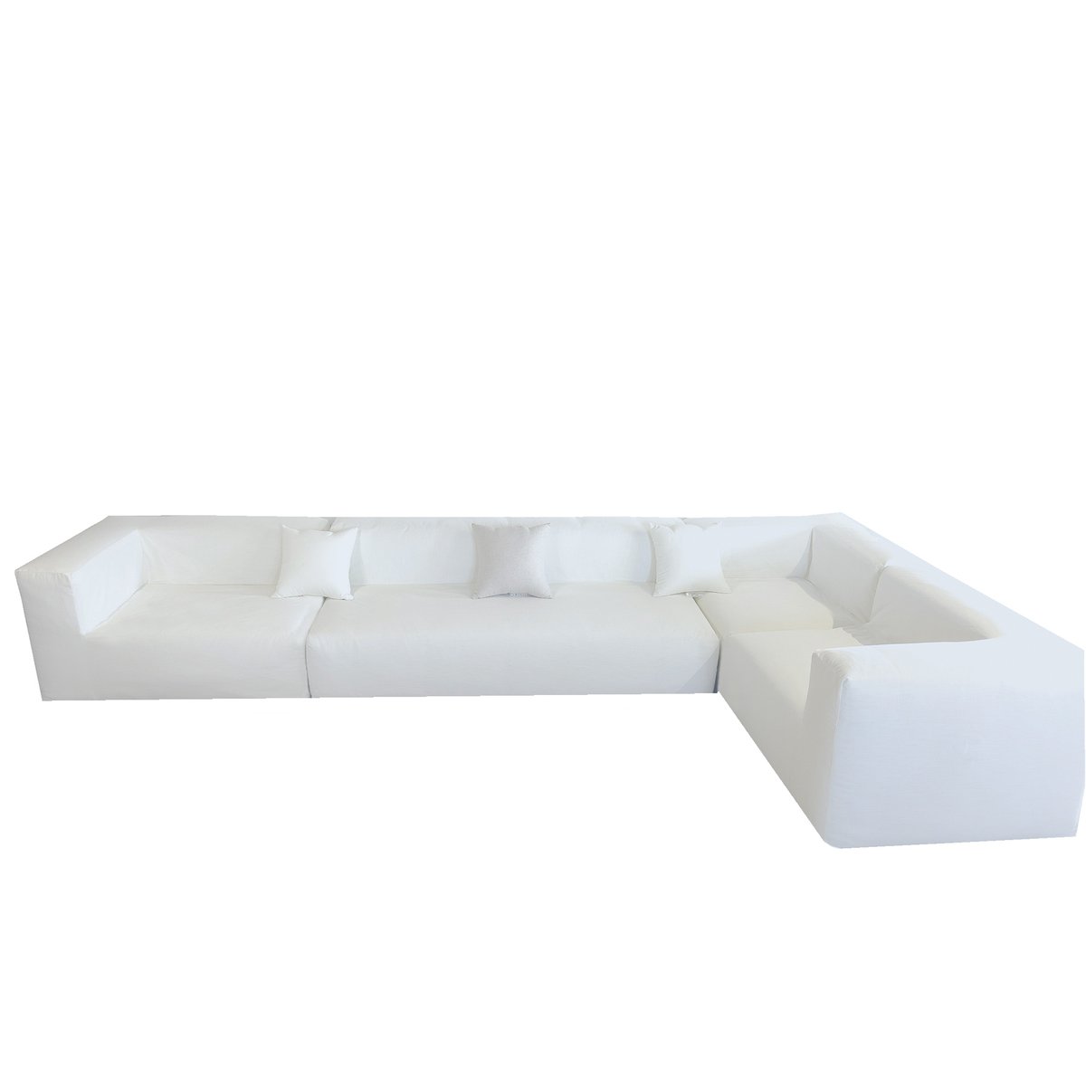 Canapé d'angle modulable en coton, déhoussable blanc, MX HOME