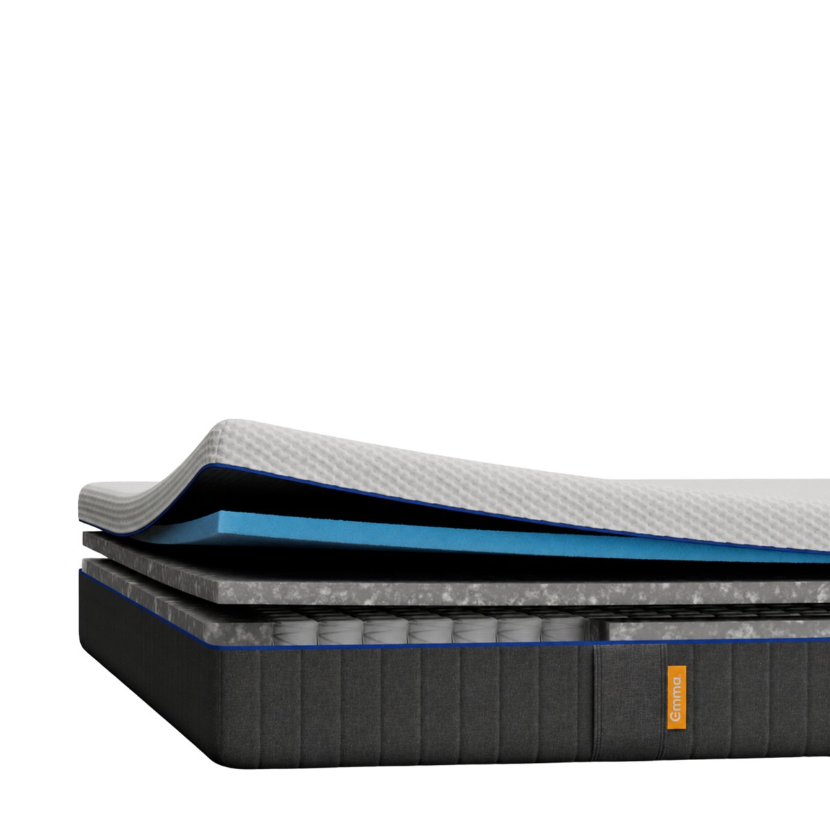 Matelas Original Lite+ 80x200 cm Edition 2026 | Ressorts + Mousses respirantes blanc/gris, EMMA