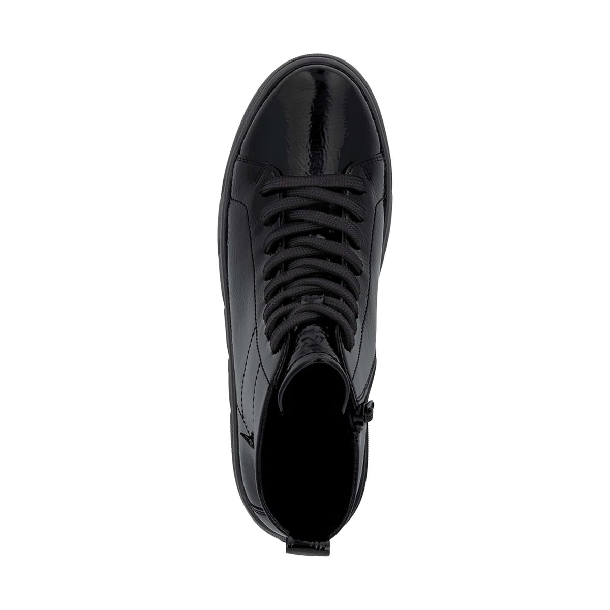 Bottines cuir talon plat noir vernis, RIEKER