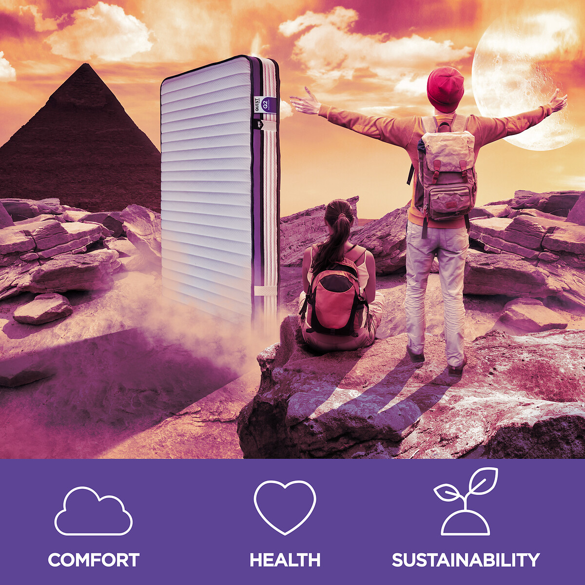 Jay-Be® QUEST™ Q2 e-Pocket™ Eco-Friendly Children's Mattress purple + white, JAY-BE