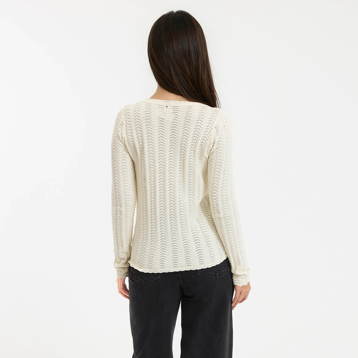 Cardigan col v en fine maille, boutonné ivoire, LA REDOUTE COLLECTIONS