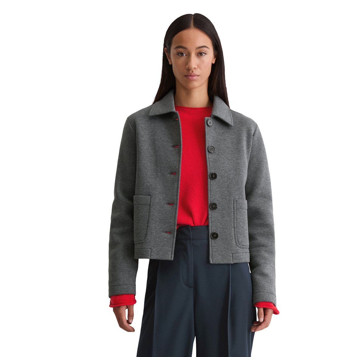 Veste en jersey régulière en mélange de coton organique gris, MARC O'POLO