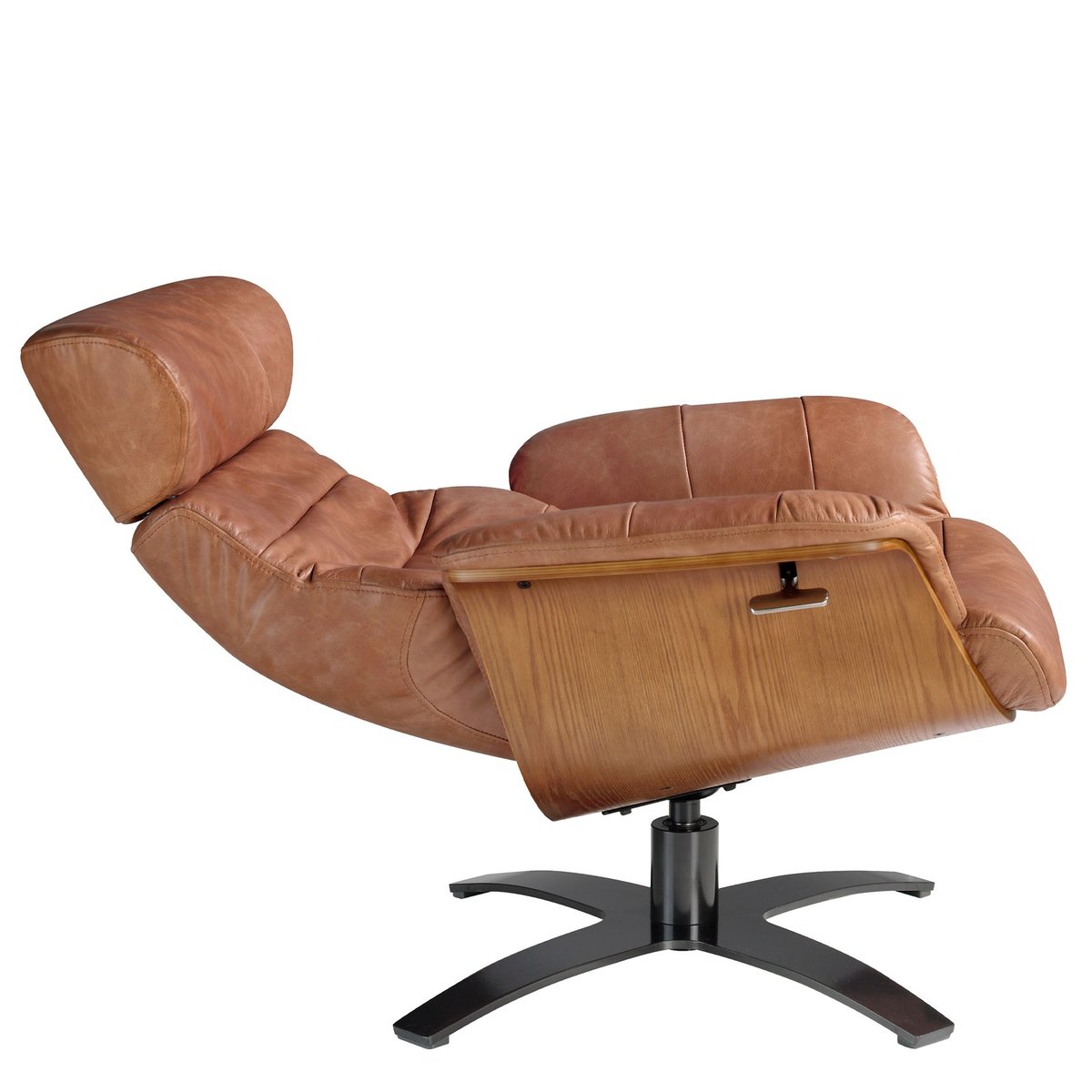 Fauteuil pivotant inclinable en cuir marron marron | gris foncé, ANGEL CERDA