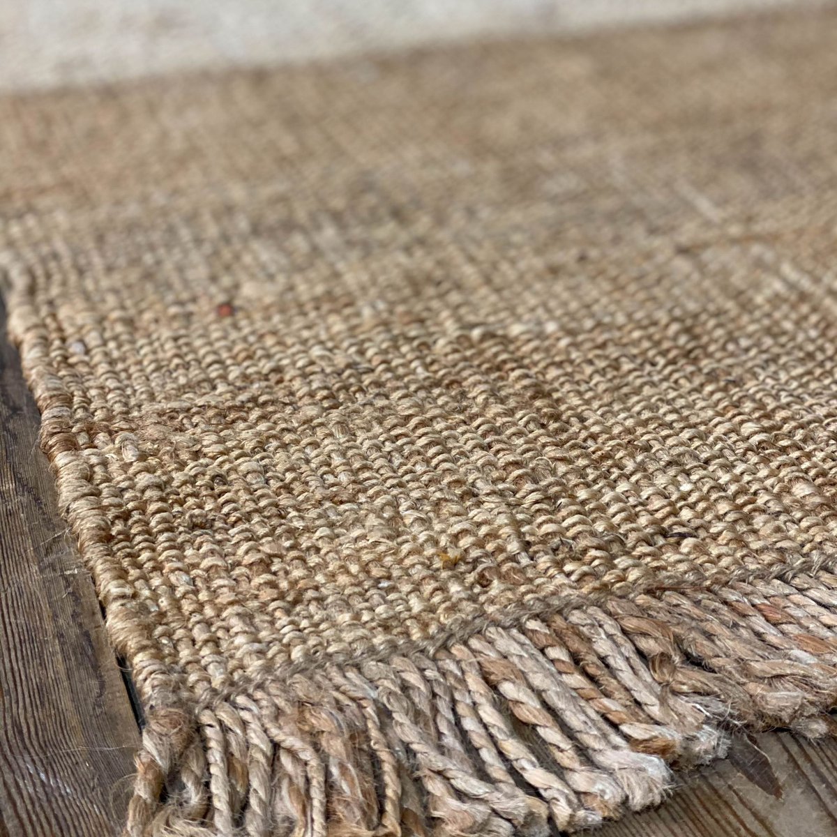 Tapis en jute et laine avec franges beige, NOW'S HOME