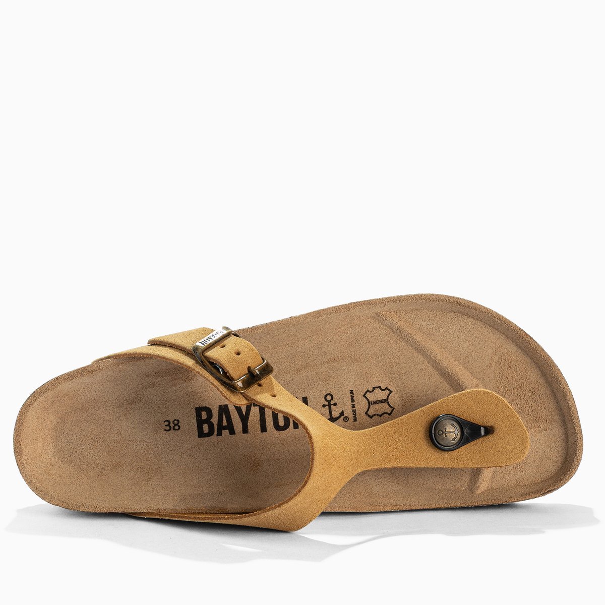 Tongs en cuir suédé MERCURE marron clair, BAYTON