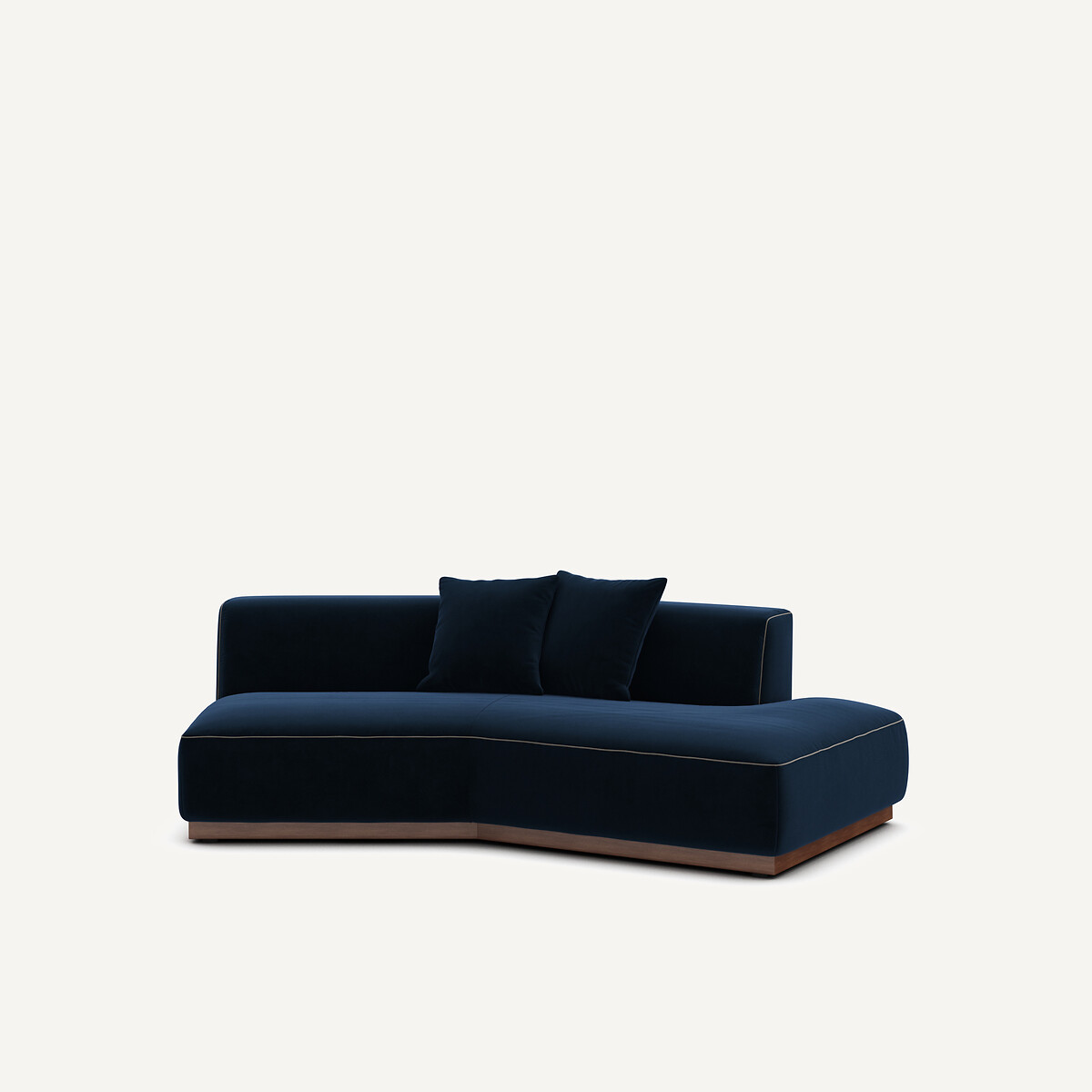 Demi-canapé droit en velours, JACOPO bleu nuit, AM.PM