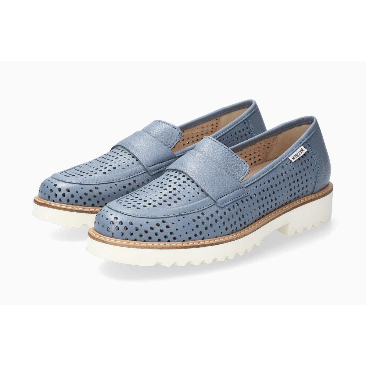 Mocassins en cuir STESSY PERF bleu foncé 5144, MEPHISTO