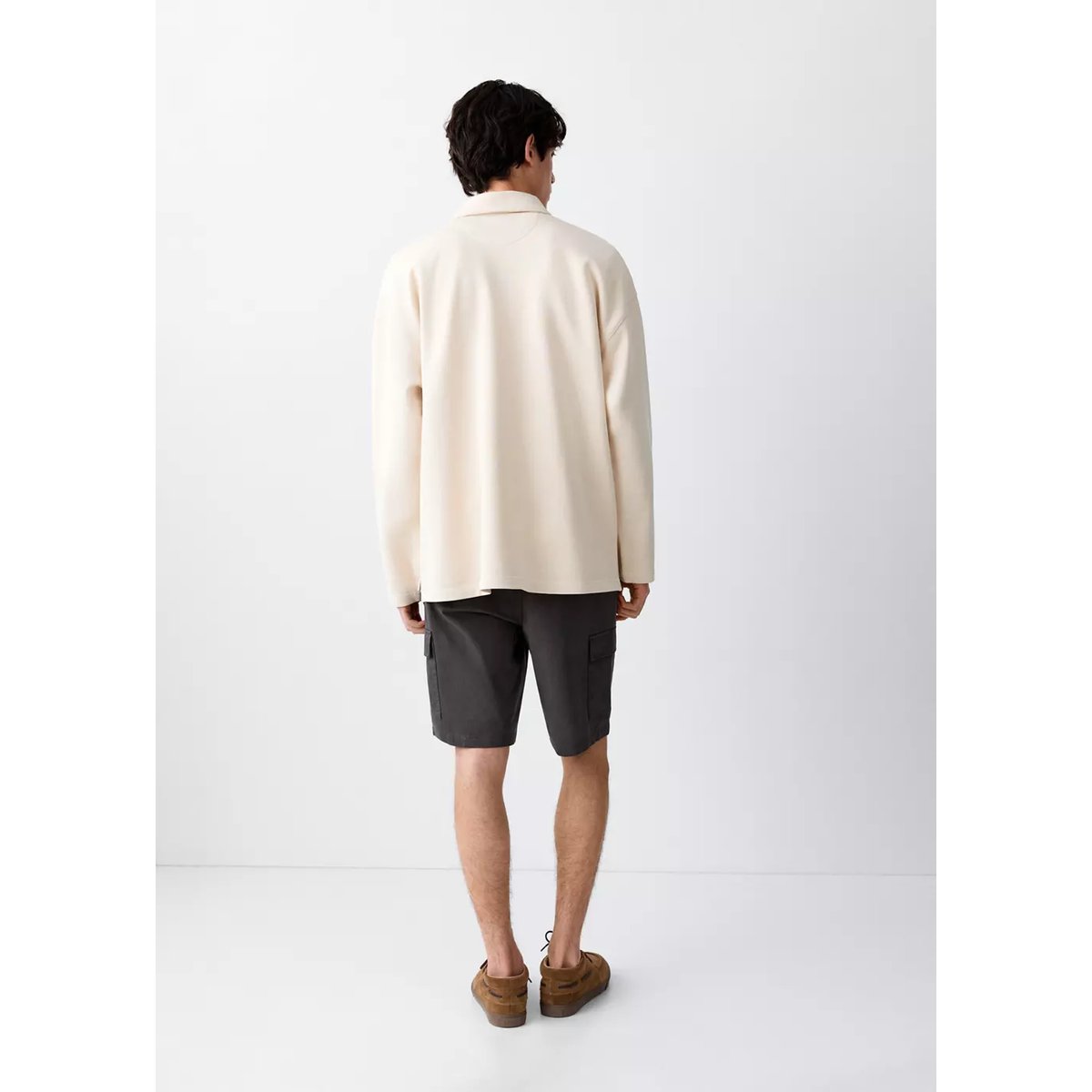 Sweat-shirt col polo beige, MANGO TEEN
