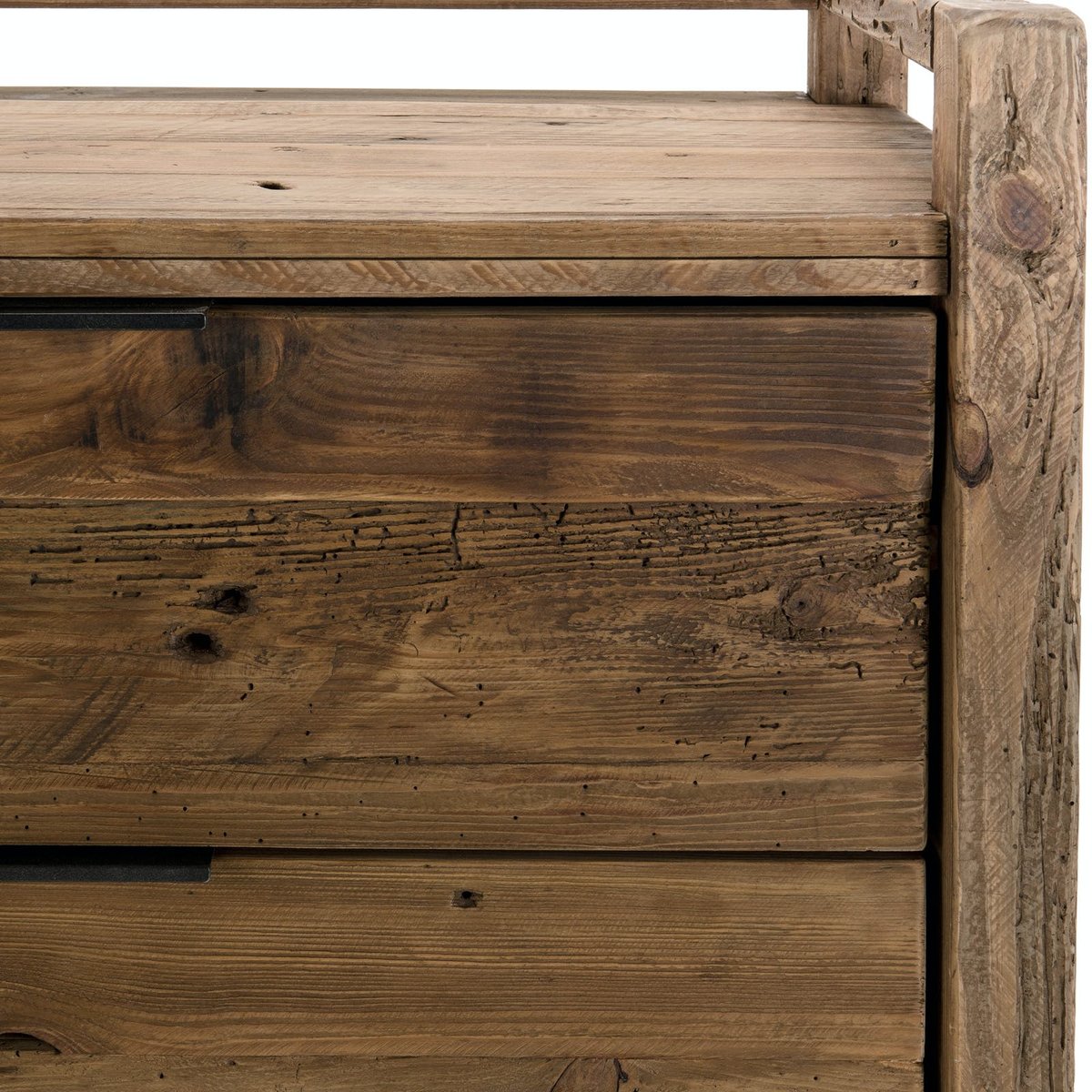 Commode 2 tiroirs bois recyclé déco campagne DENVER bois naturel, PIER IMPORT