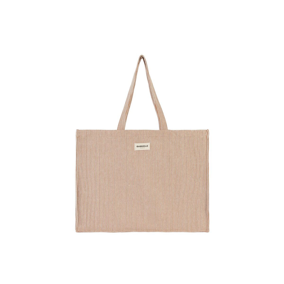Sac week-end en coton, RAYURES beige argile, GABRIELLE PARIS