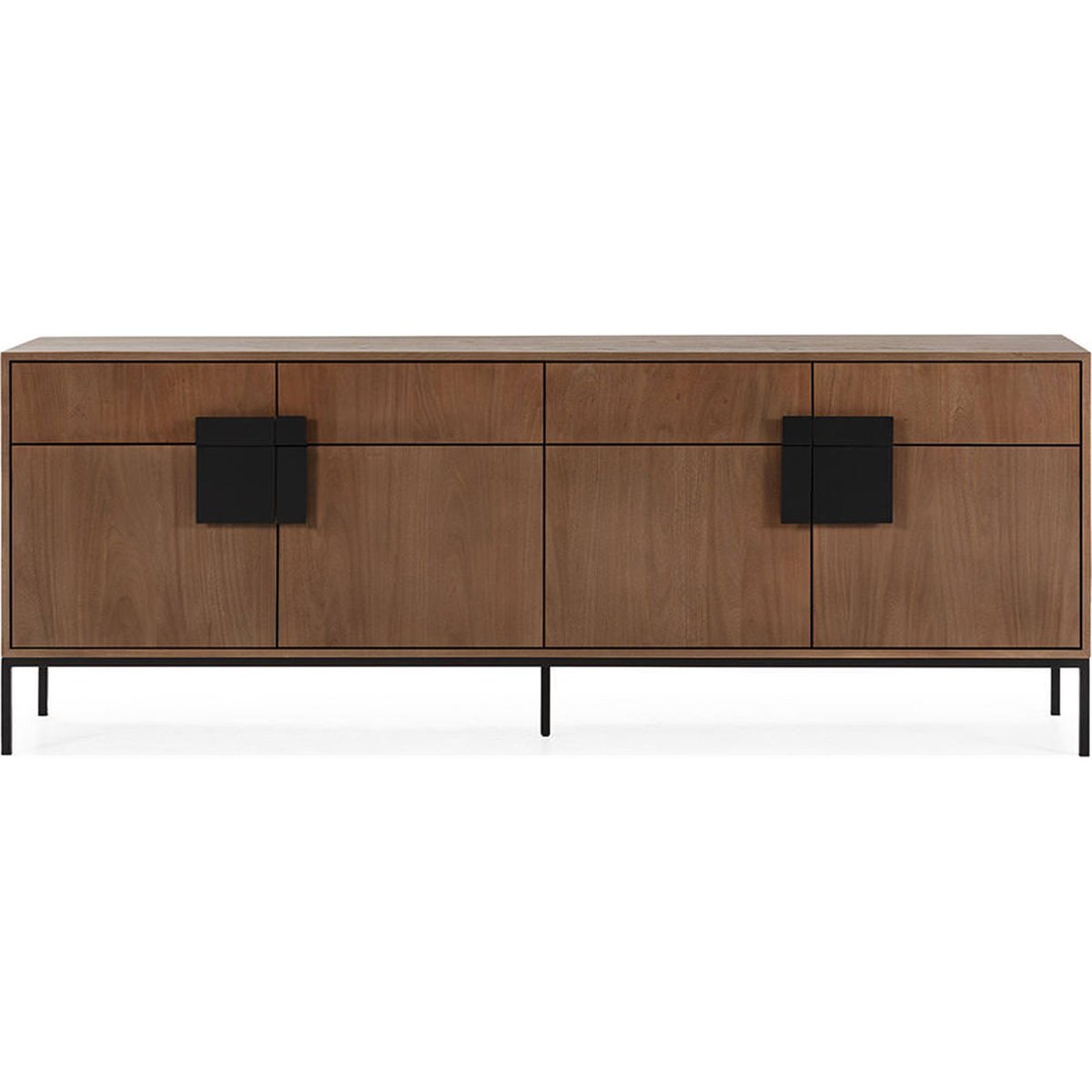 Buffet en bois d'orme et métal noyer, noir mat, RECOLLECTION
