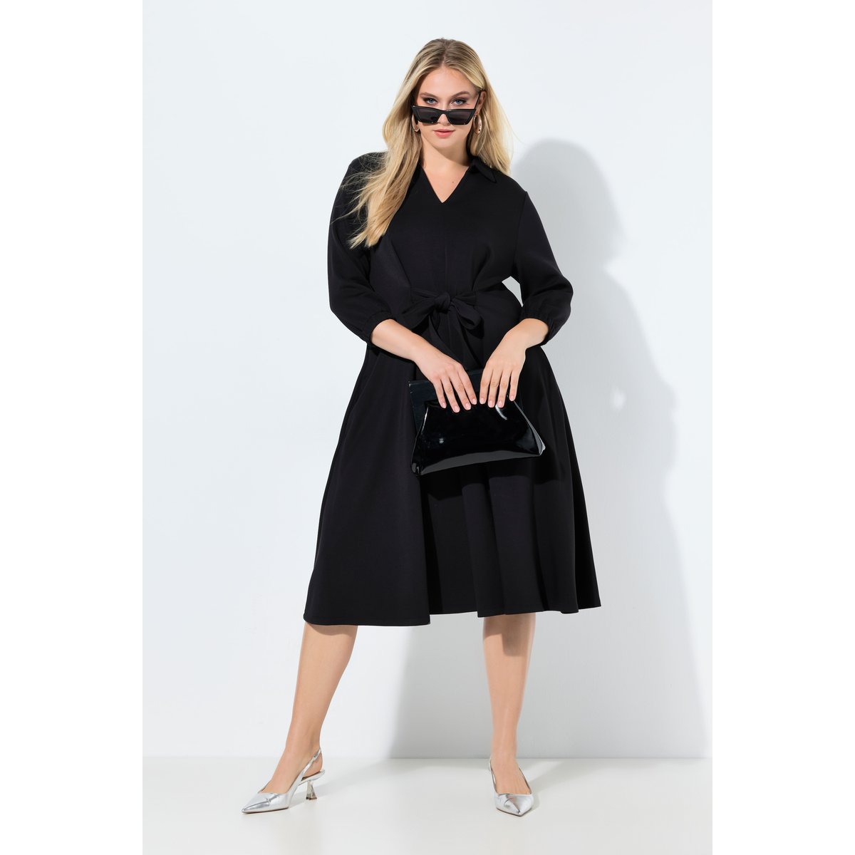 Robe en molleton de modal mélangé noir, ULLA POPKEN