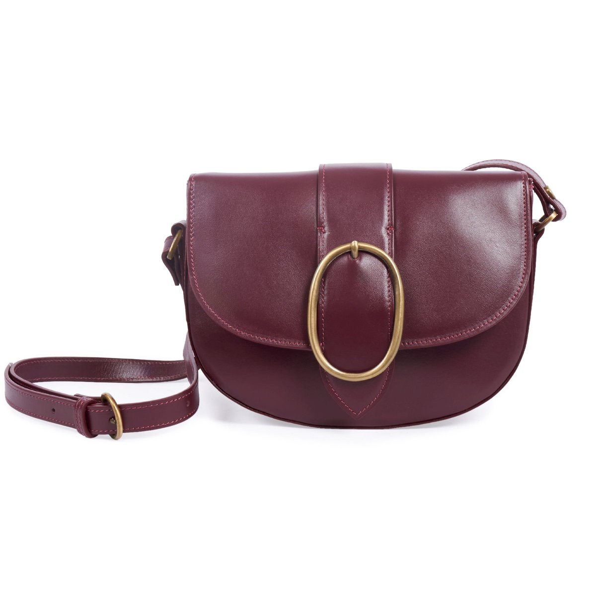 Sac boucle cuir lisse bordeaux, JULES & JENN