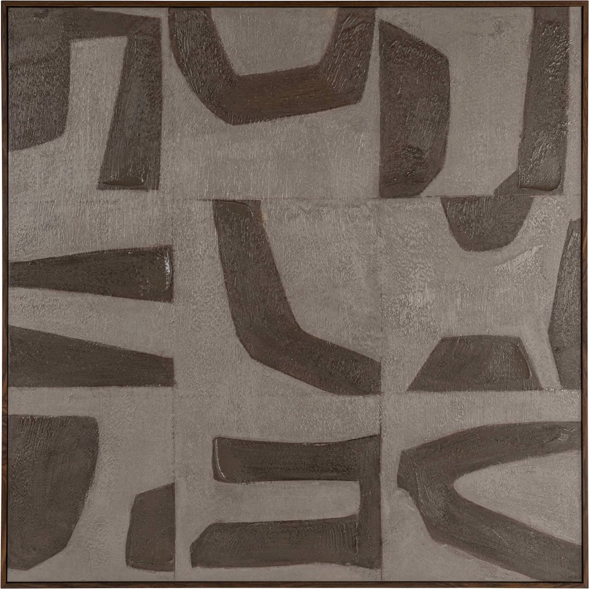 Tableau mural abstrait en toile, ZENITH sable texturé nuances brunes, RECOLLECTION