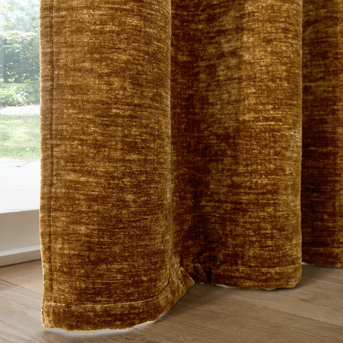 Cortina de terciopelo texturizado, con ojales, BOCHA bronce , LA REDOUTE INTERIEURS