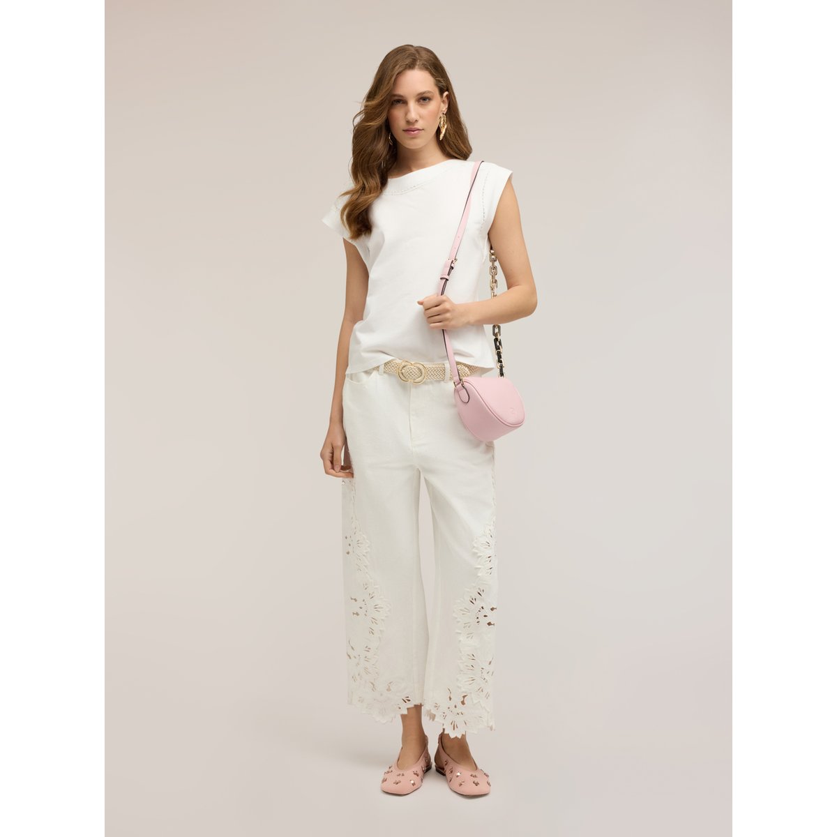 T-shirt kimono avec broderies blanc, MOTIVI