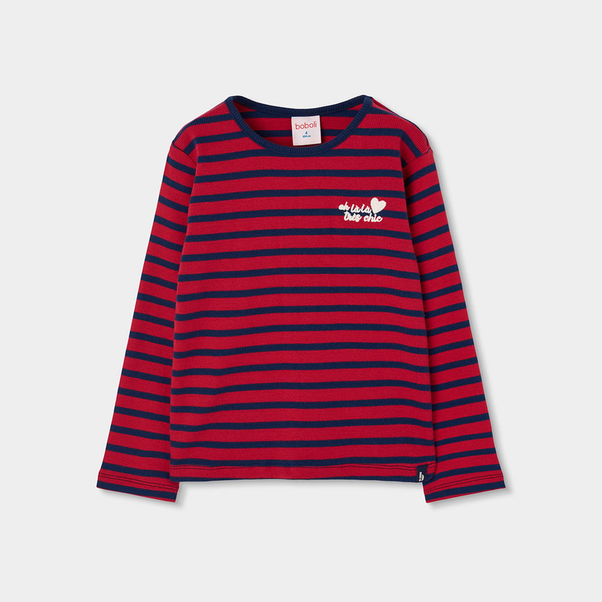 T-shirt en maille fille rayures marinières multicolore, BOBOLI
