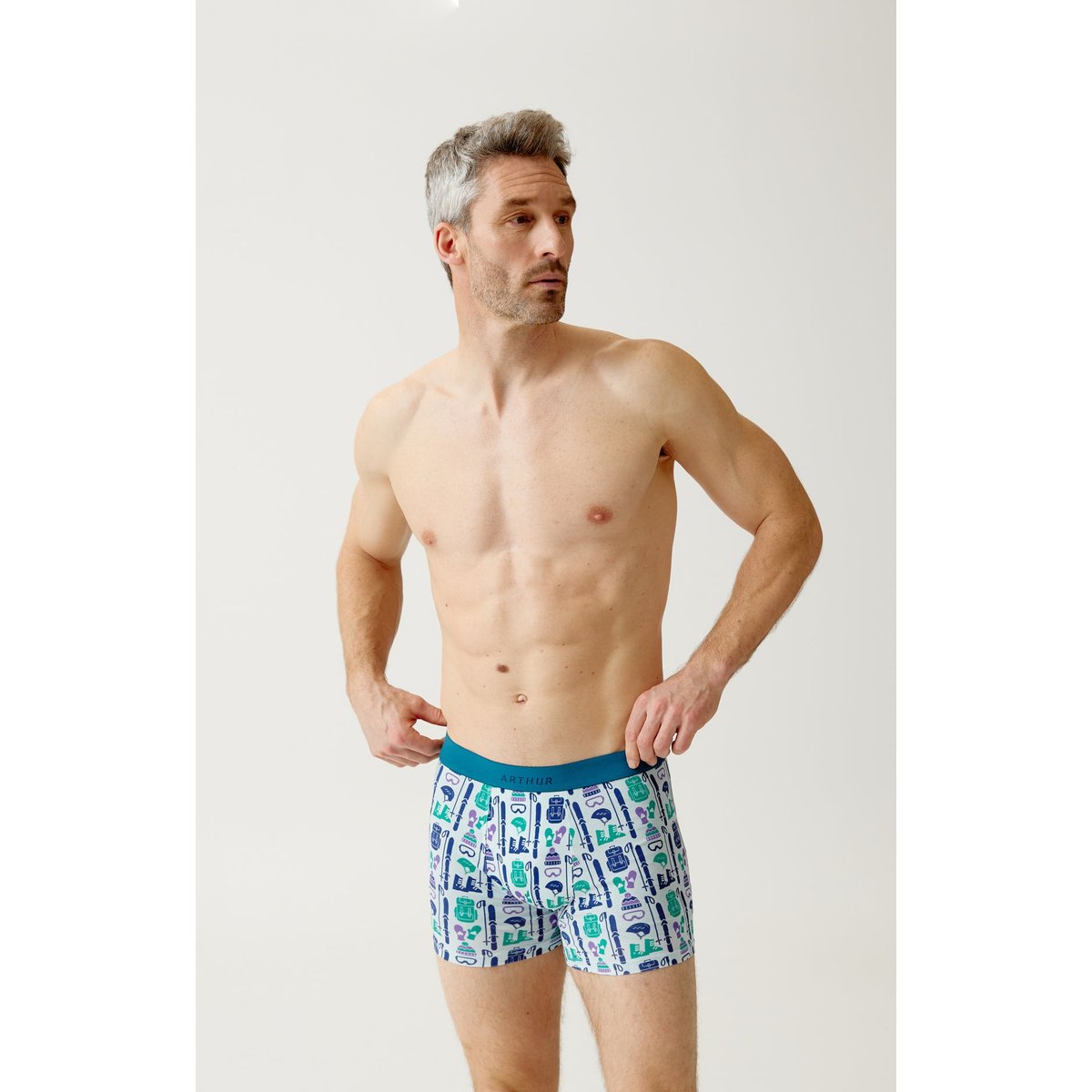 Boxer en jersey de coton imprimé Coup de moufle ciel, ARTHUR