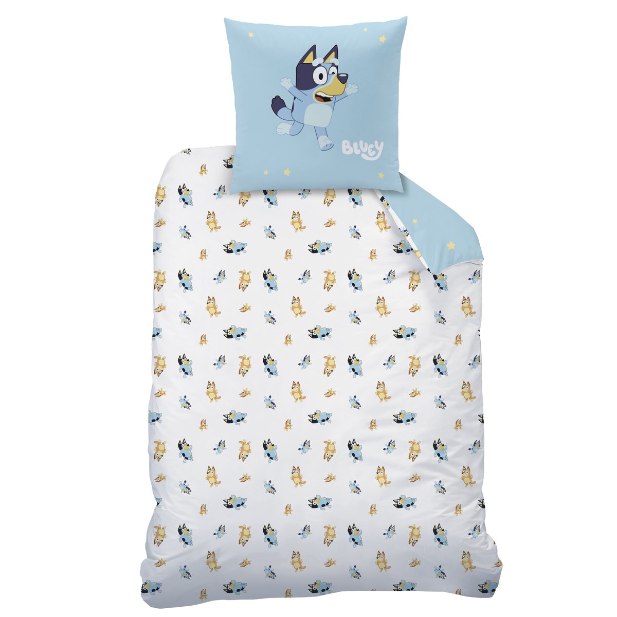 Parure de lit imprimée 100% coton, TOGETHER bleu, BLUEY