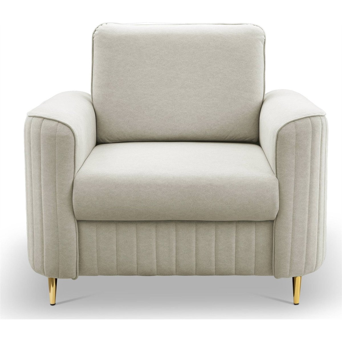 Fauteuil cabriolet en velours PANTANO beige clair, RECOLLECTION
