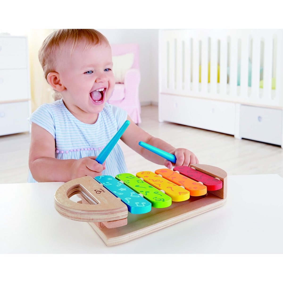 Xylophone arc-en-ciel beige, HAPE TOYS