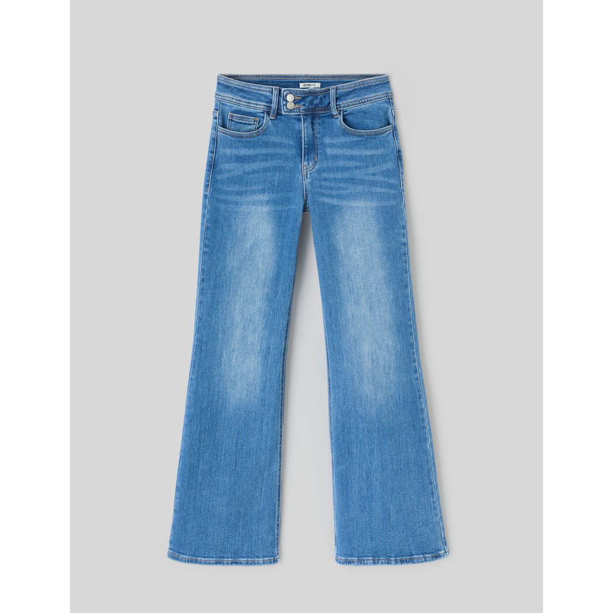 Jean flare taille haute bleu foncé, BZB