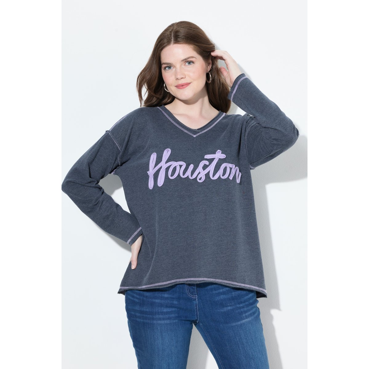 Sweat-shirt imprimé Houston marine, ULLA POPKEN
