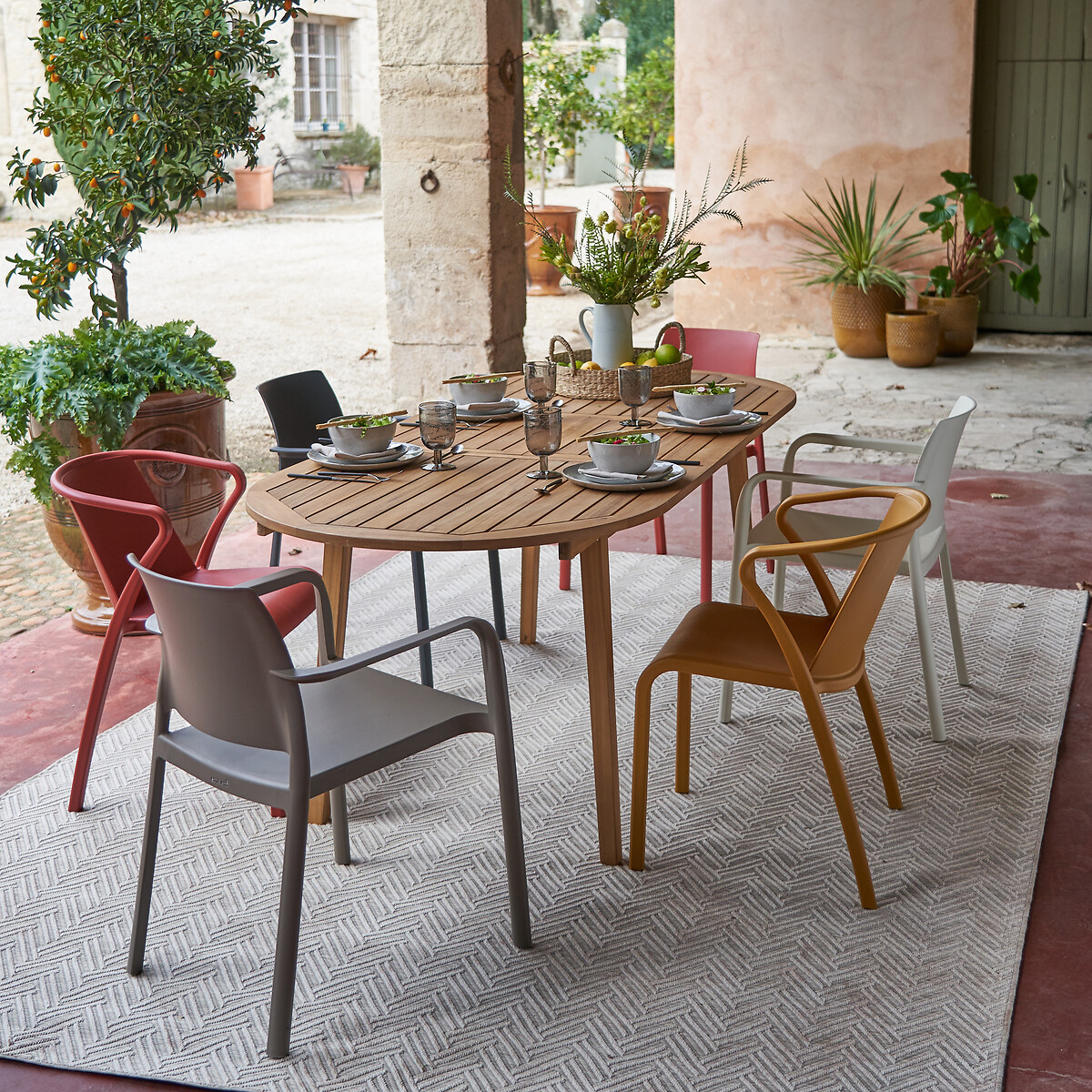 Table de jardin en acacia, 8 couverts, Nouska acacia, LA REDOUTE INTERIEURS
