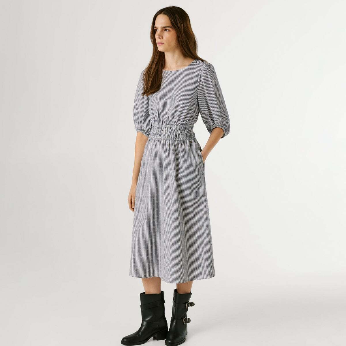 Robe Longue À Rayures bleus de l'union, PEPE JEANS