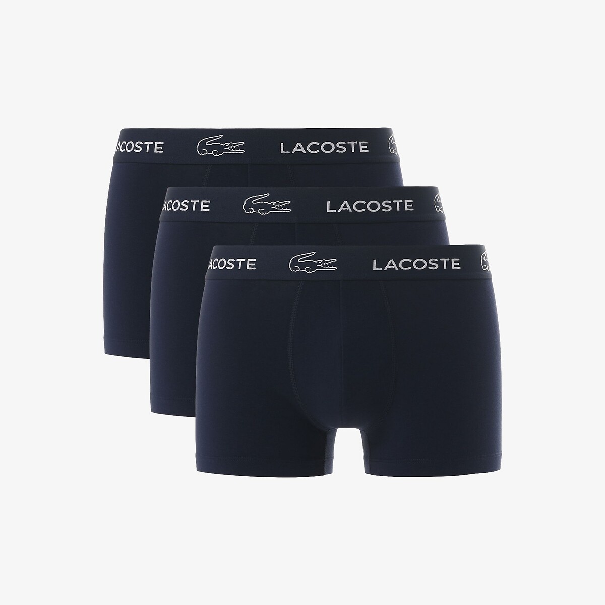 Pack of 3 Plain Cotton Stretch Hipsters navy+navy+navy, LACOSTE