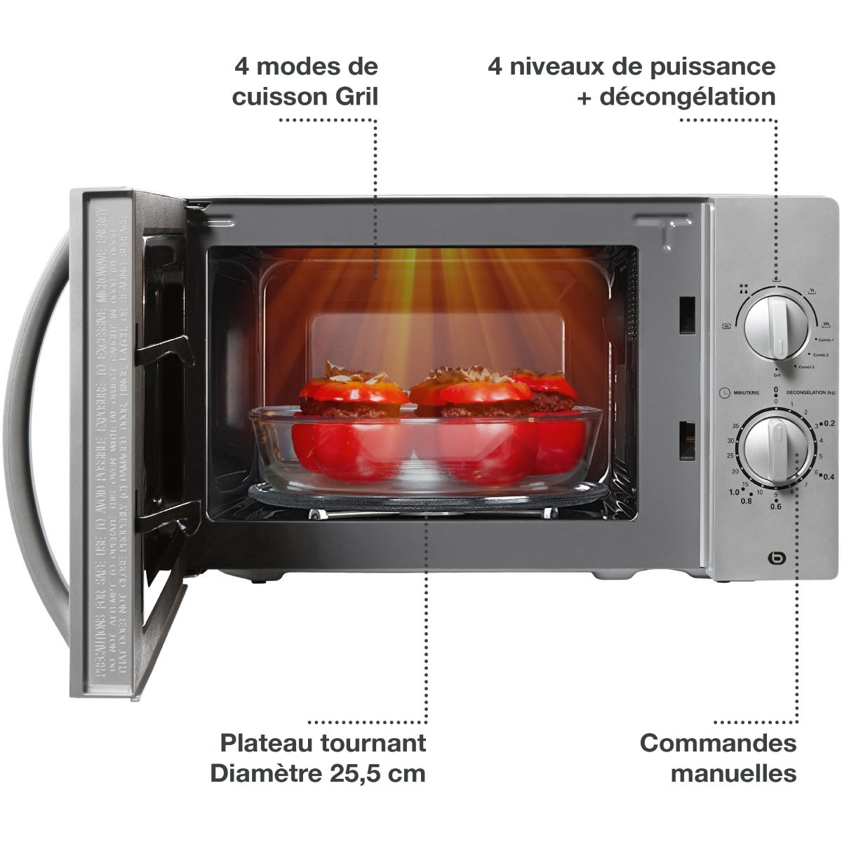 Micro ondes grill EG204s Titane silver, ESSENTIEL B