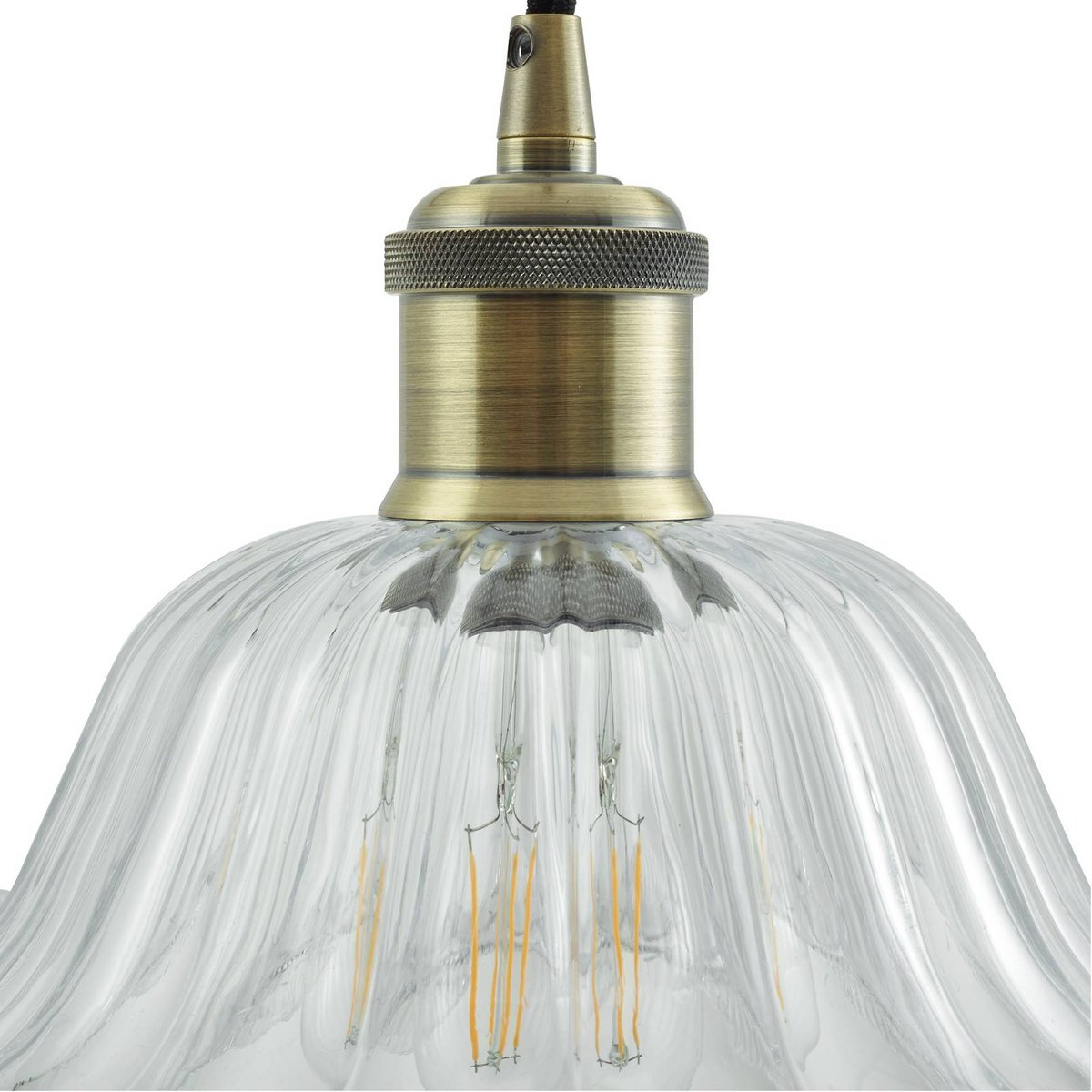 Suspension en verre antique, Ludowika transparent, laiton, noir, LINDBY
