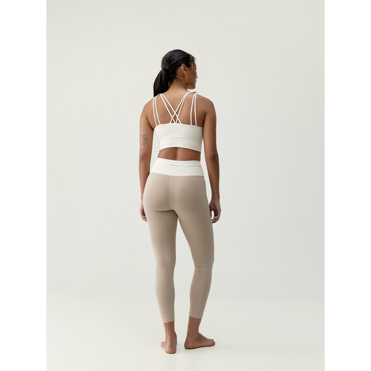 Legging de sport femme Sutra Taille haute séchage rapide beige crème, BORN