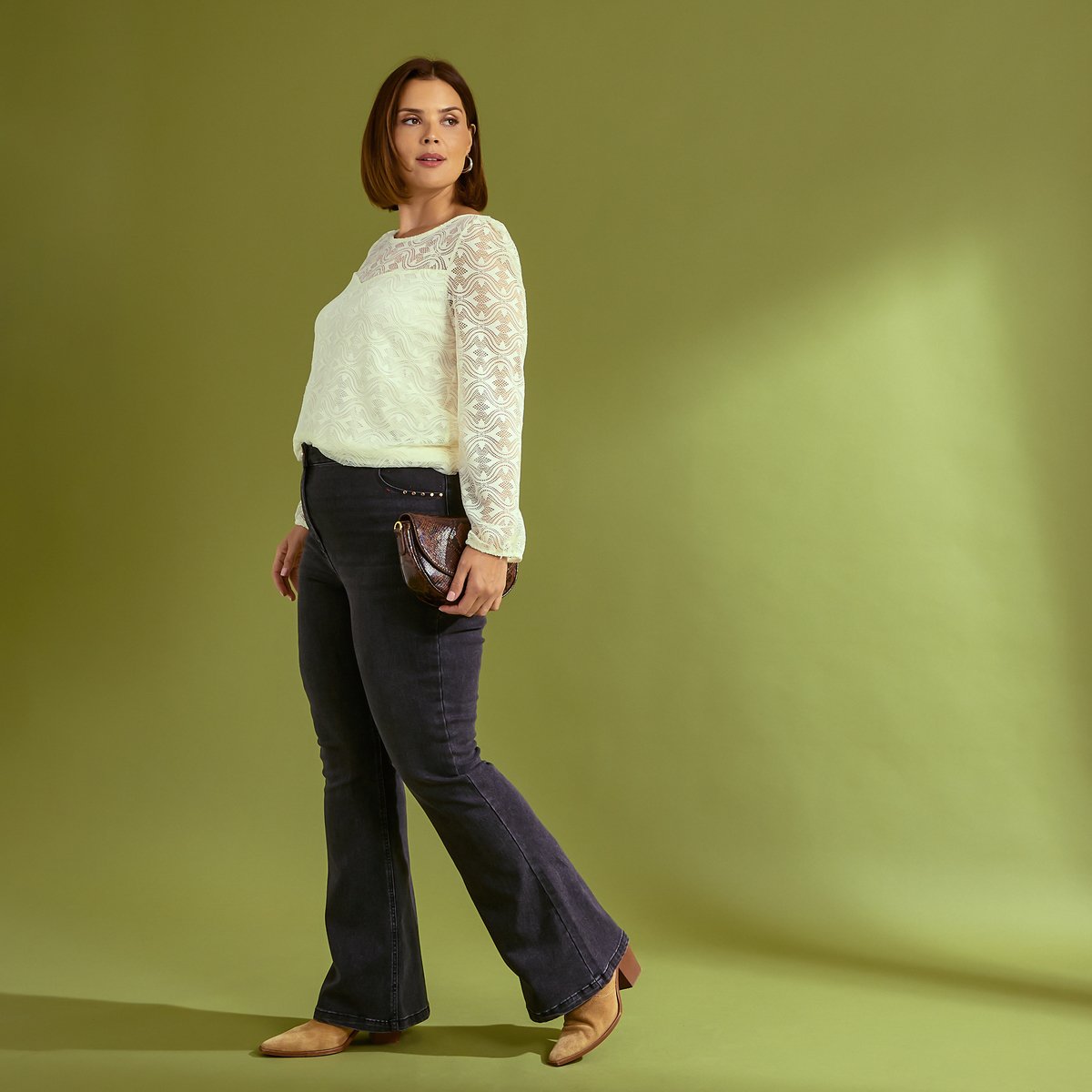 Blouse maille brodée blanc cassé ecru, GRAIN DE MALICE